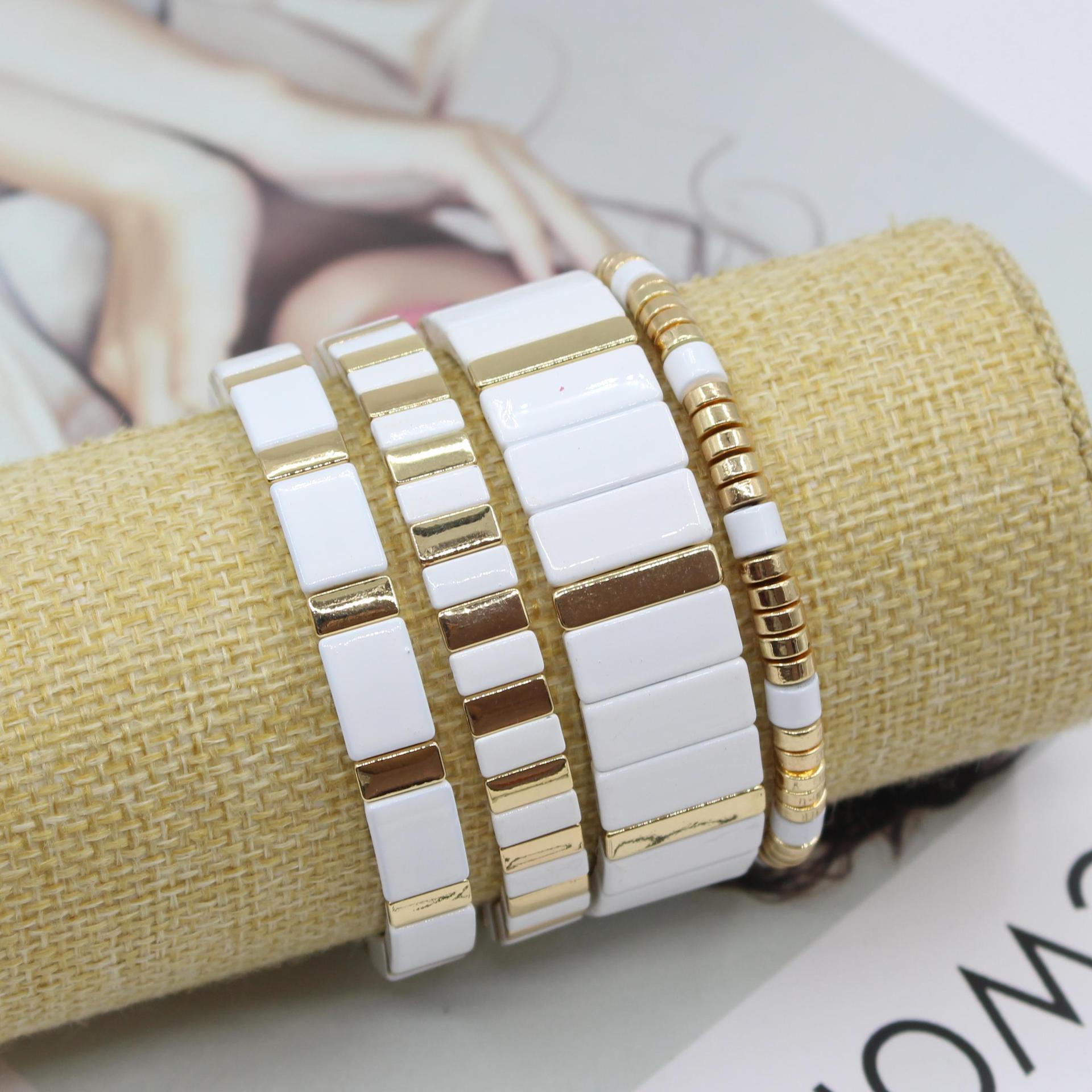 Bohemian Enamel White Cold Win - Ceramic Link Bracelet 评论和价格