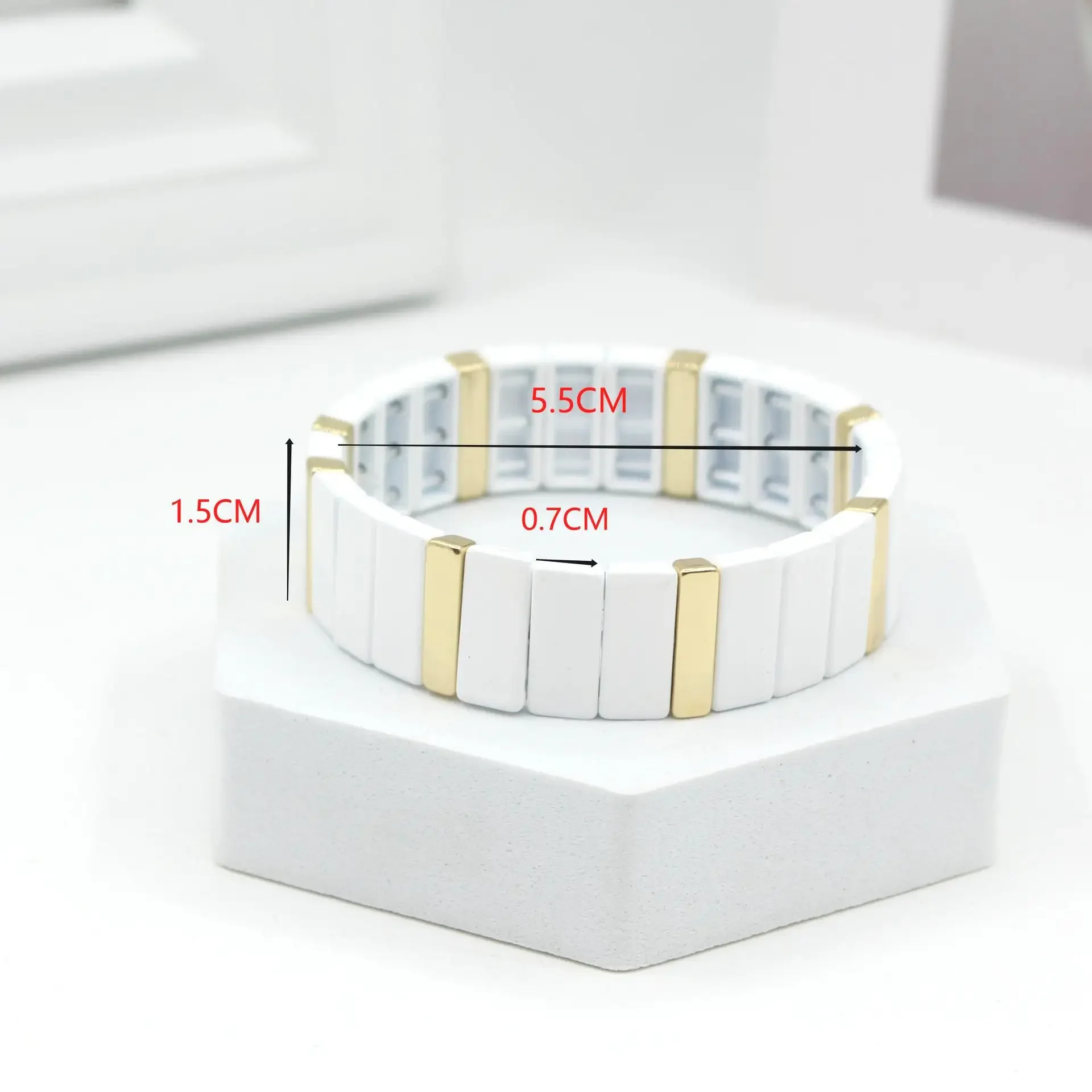 Bohemian Enamel White Cold Win - Ceramic Link Bracelet 评论和价格