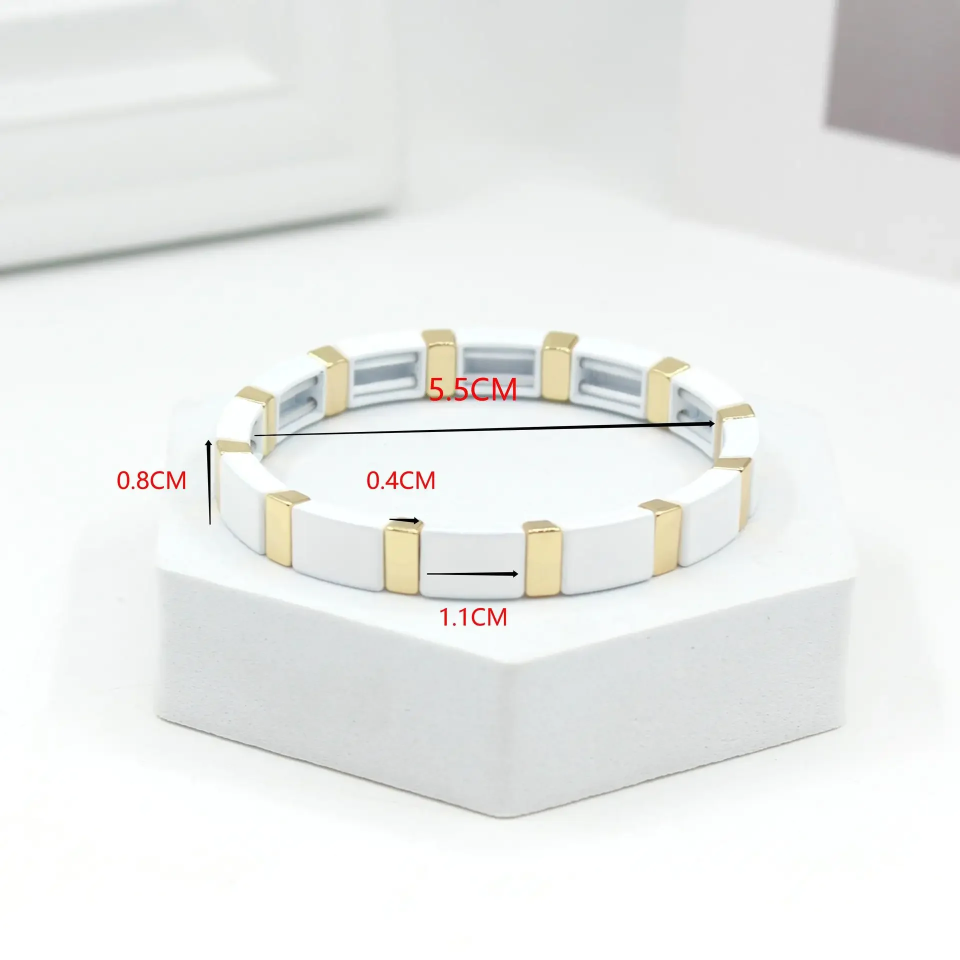 Bohemian Enamel White Cold Win - Ceramic Link Bracelet 评论和价格