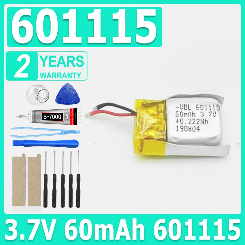 3.7V 60mAh 601115 Rechargeable - Smartwatch Headset 评论和价格