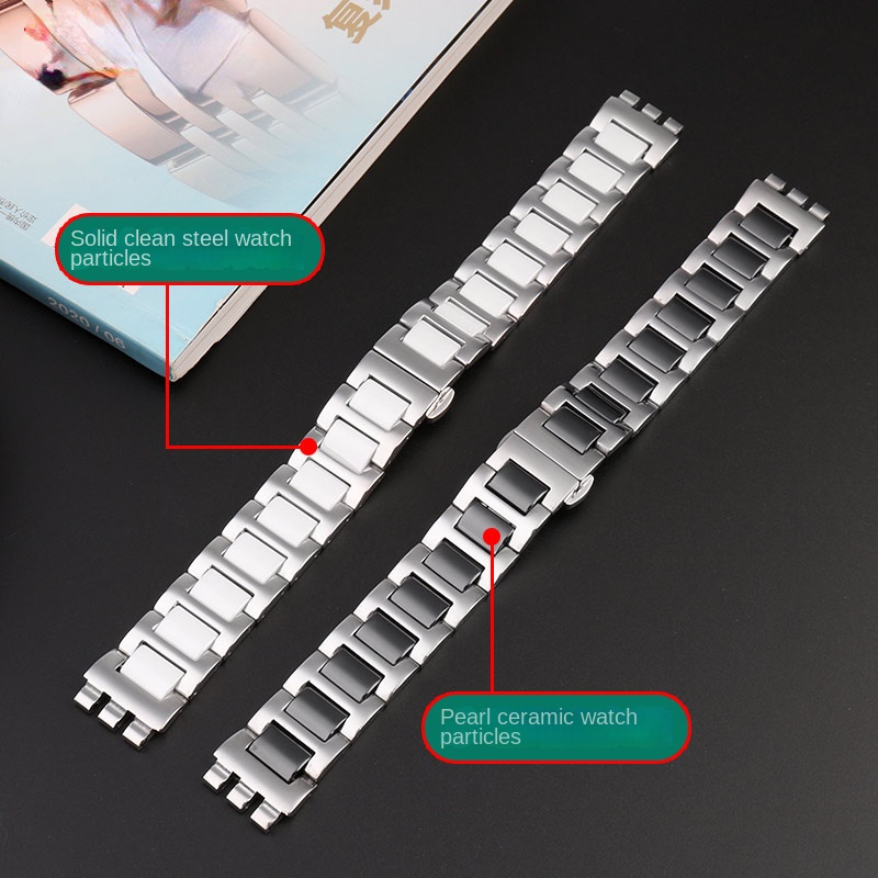 For Swatch Ceramic+ Stainless  - Ceramic Link Bracelet 评论和价格